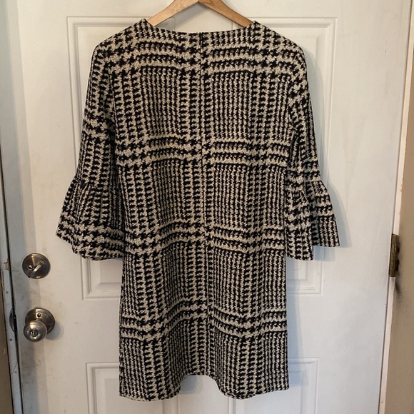 Zara Woman Houndstooth Flutter Sleeve Mini Dress - Picture 5 of 15